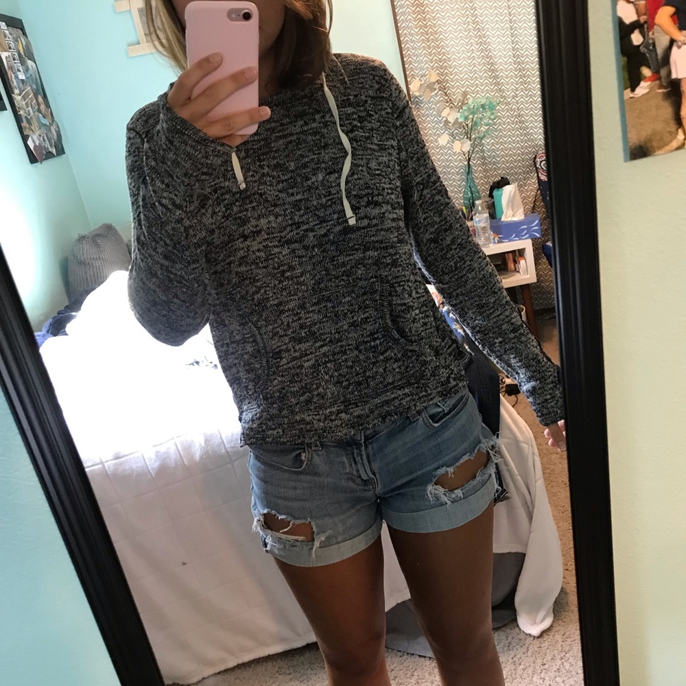 Navy & White slightly see through hoodie